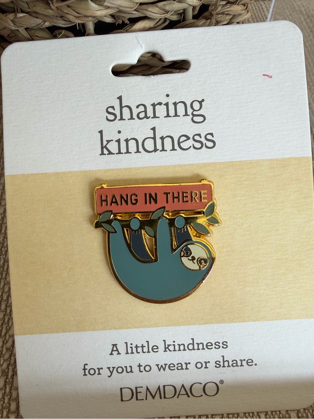 DEMDACO 'Hang In There' Sloth Enamel Pin - Blue & Orange